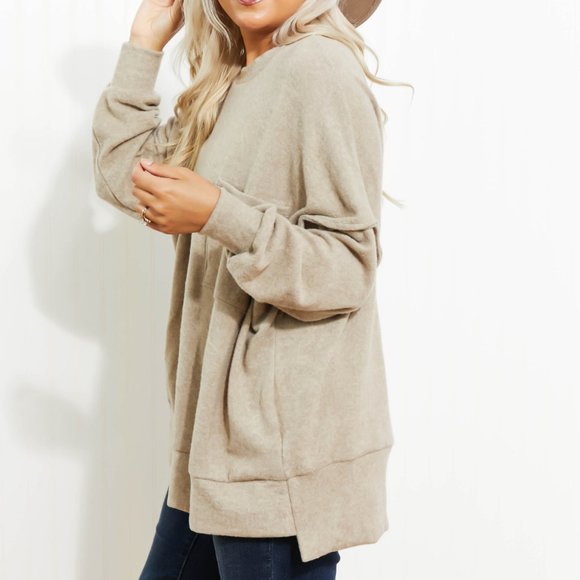 Zenana Home for the Weekend Full Size Brushed Melange Sweater - Picture 7 of 10